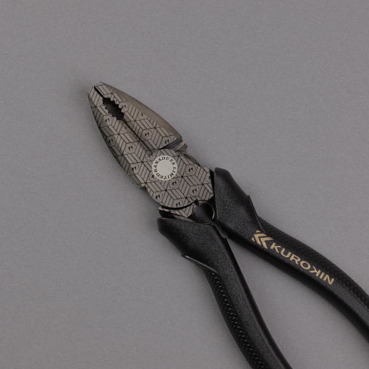 フジ矢 偏芯パワーペンチ(黒金)バリ取り機能付き 200mm 3020N-200BG 【金津屋商店オリジナルデザイン:亀甲網代】-