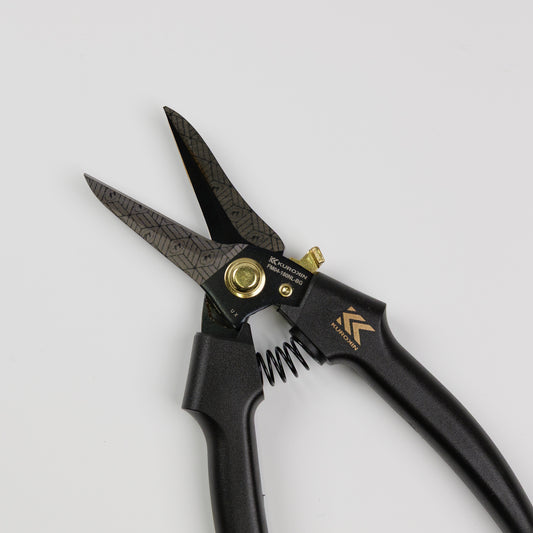 フジ矢 電工ストレートバサミ ロック付 (黒金) FM04-180NL-BG【金津屋商店オリジナルデザイン:亀甲網代】-