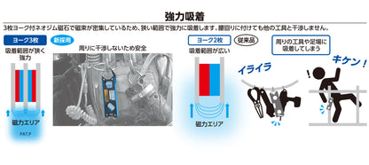 シンワ測定 仮設工レベル STRONG-MAG マグネット付 100mm-