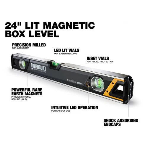 TOUGHBUILT 24in LEDマグネット水平器 TB-H2-L-24LH-M-
