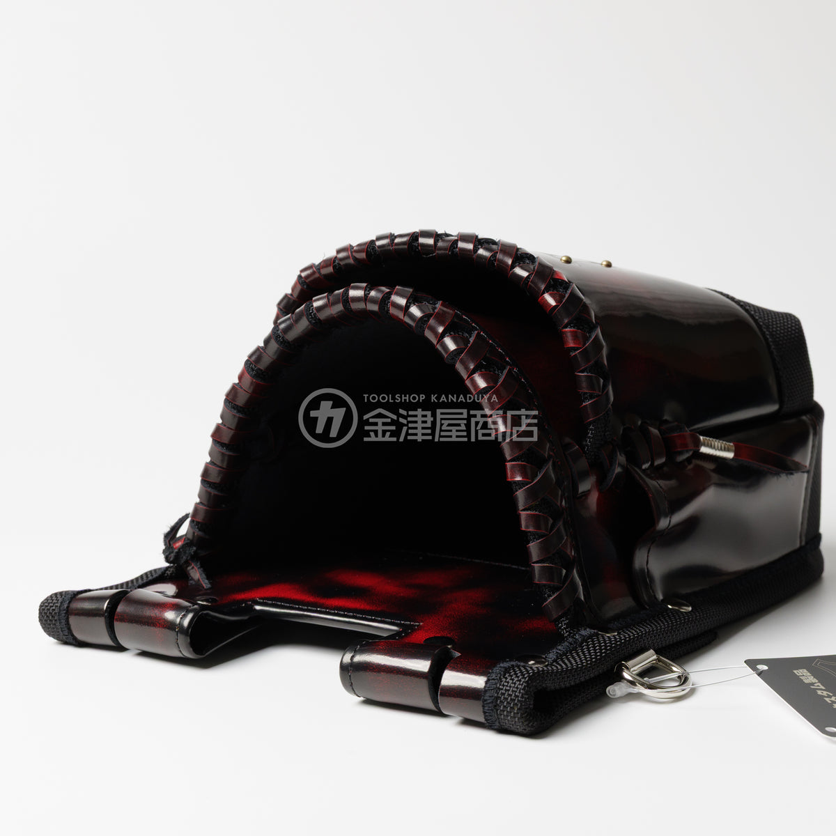 ニックス(KNICKS) 鳶職向仕様ツーウェイタイプアドバンガラス革2段腰袋 底・縁補強タイプ ADV-201TB-R 追加カスタム ガラス紐W巻2段+ガラス紐サイド巻+スタッズ6点打ち-