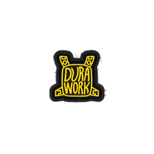 Durawork オリジナルロゴラバーワッペン チェストパネル型 黒黄/黒赤-