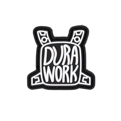 Durawork オリジナルロゴラバーワッペン チェストパネル型 黒白-