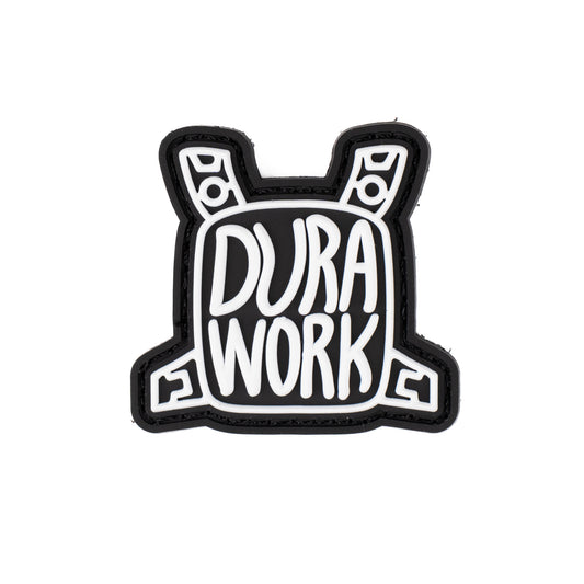 Durawork オリジナルロゴラバーワッペン チェストパネル型 黒白-