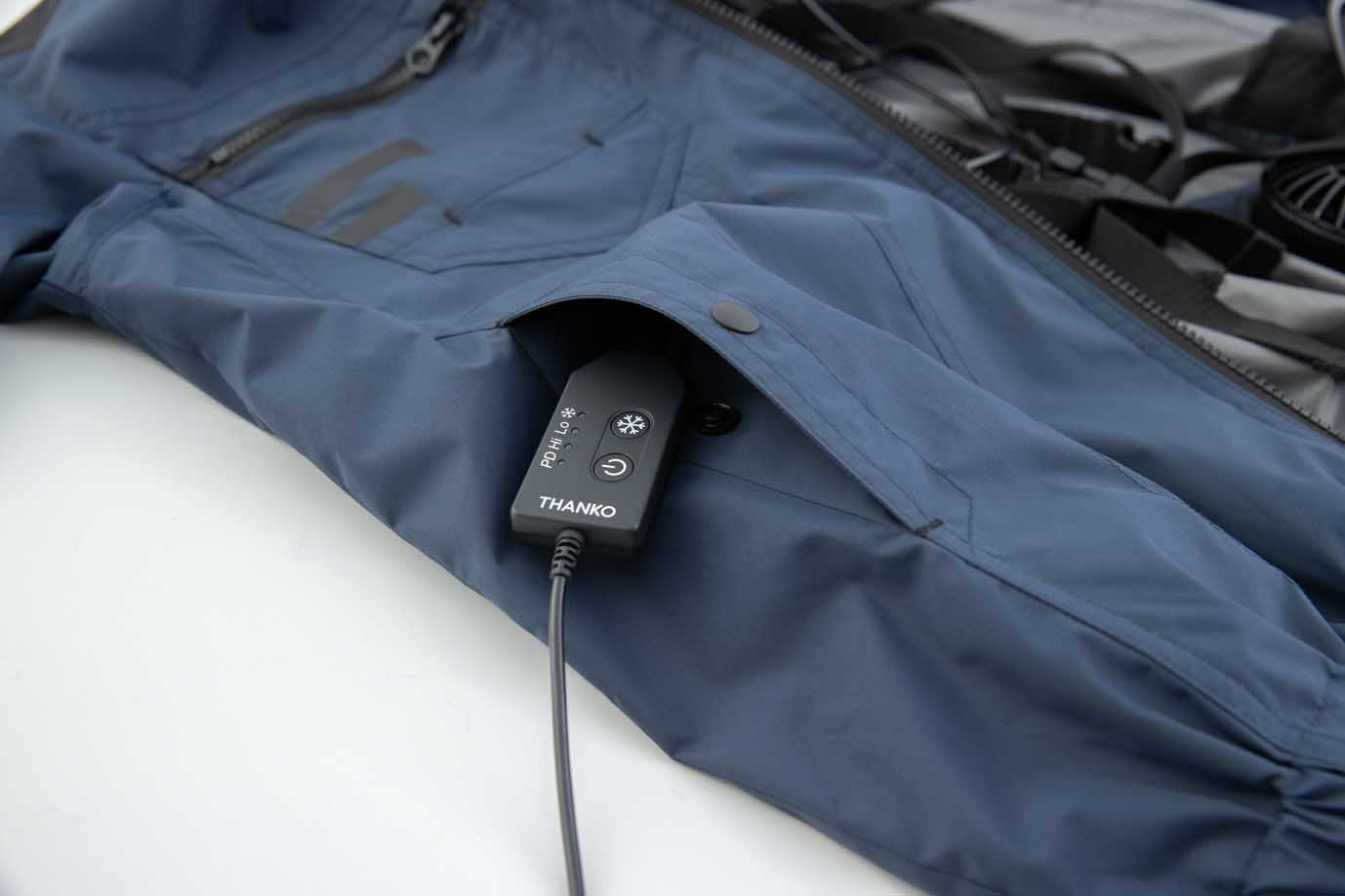 ビッグボーン 冷蔵服4 半袖ジャケット TH604セット（服+ペルチェ+ファン+モバイルバッテリー）フリーサイズ-