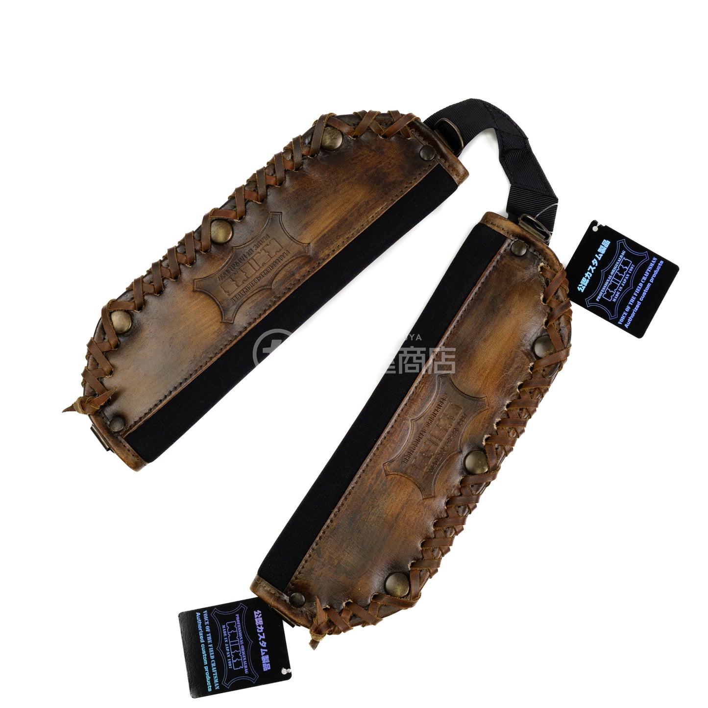 ニックス(KNICKS) ヌメ革後付ショルダーパット KNS-22S【ヴィンテージカラー】追加カスタム VC革紐W巻-