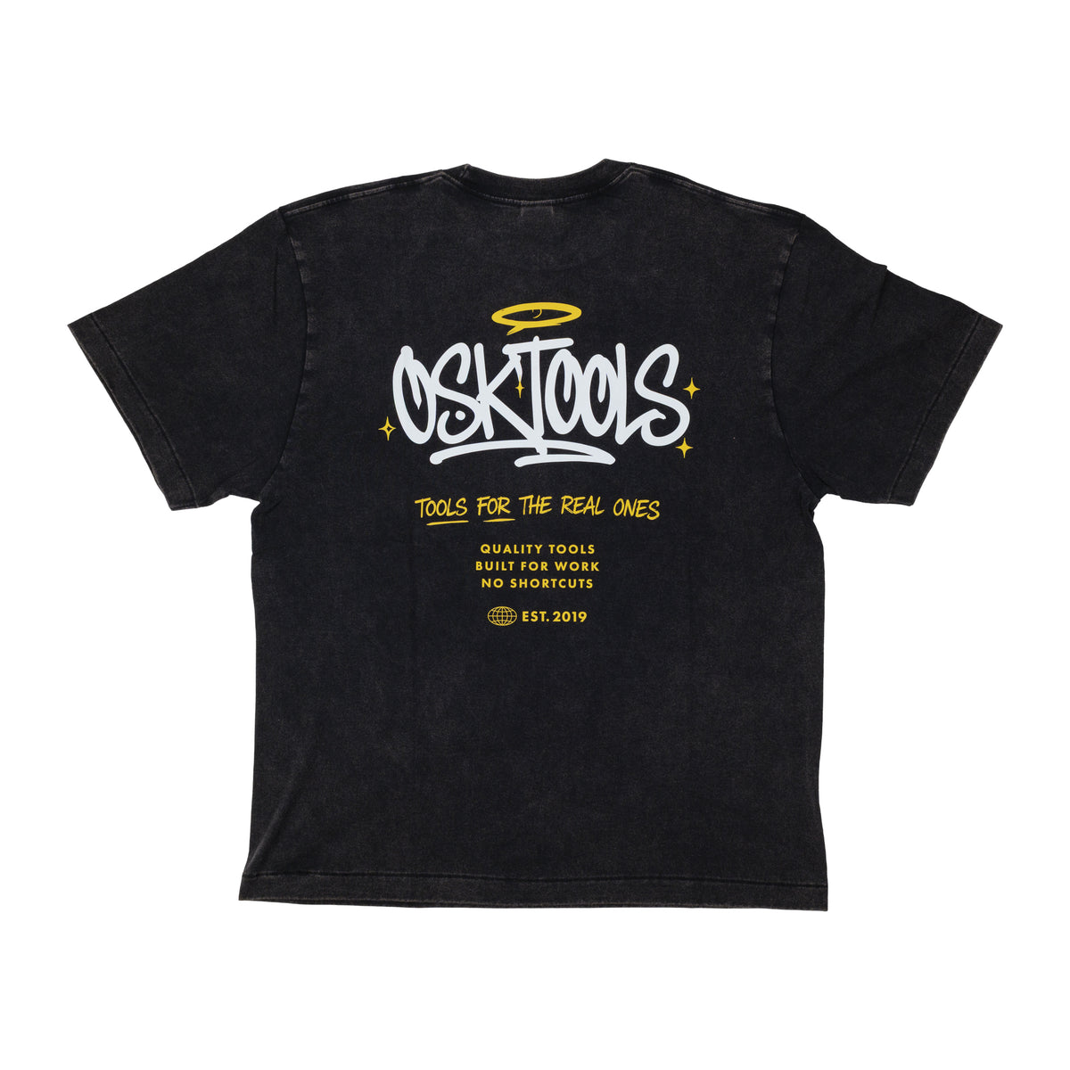 OSKTools 6.2oz フェードウォッシュ ロゴTシャツ フェードブラック-