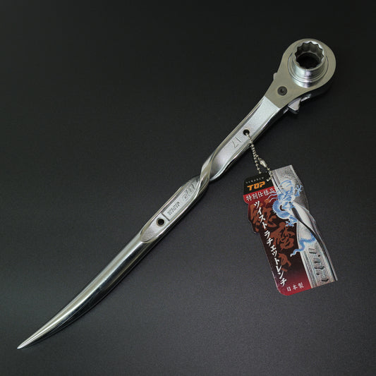 TOP工業 受注生産 総磨きツイストラチェットレンチ17×21 長直/鳶仕様-RGT17×21NSSV