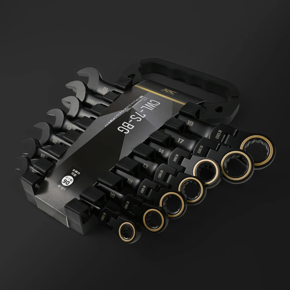 【予約商品】フジ矢 ⾸振りラチェットコンビネーションレンチ7本セット（黒金）CWL-7S-BG-