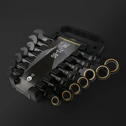 【予約商品】フジ矢 ⾸振りラチェットコンビネーションレンチ7本セット（黒金）CWL-7S-BG-