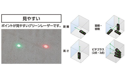 シンワ測定 レーザー距離計 L-MeasureBK50グリーン データ転送機能付 78173-