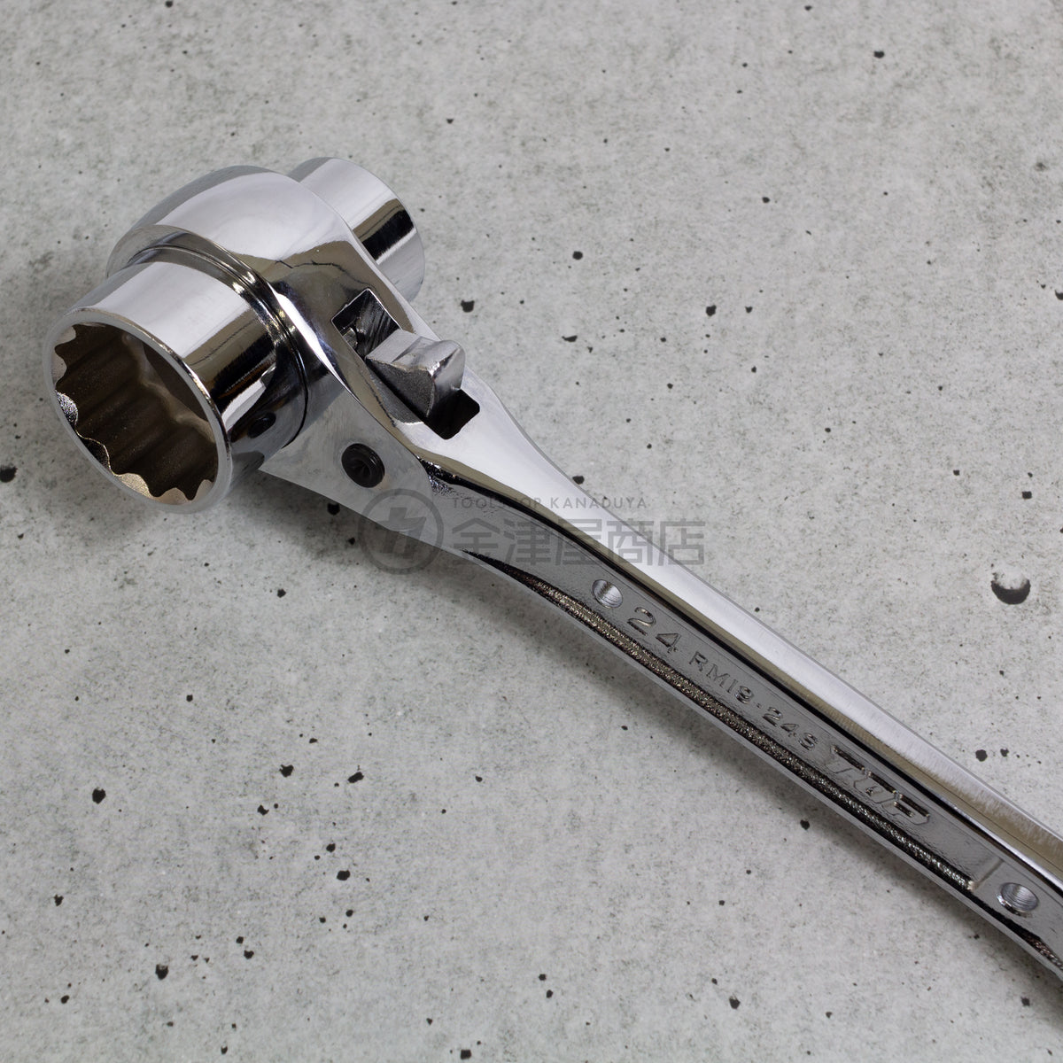TOP 特注 総磨きショートラチェットレンチ 19×24 RM-19×24S カスタム-ラチェット-RM-19×24S-CUS-金津屋商店