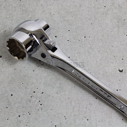 TOP 特注 総磨きショートラチェットレンチ 19×24 RM-19×24S カスタム-ラチェット-RM-19×24S-CUS-金津屋商店